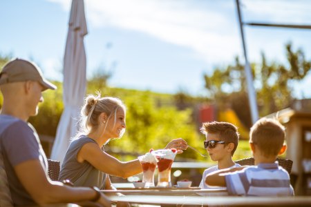 Familie isst gemeinsam Eis